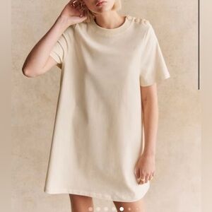 Sezane Cream Short Sleeve Dress